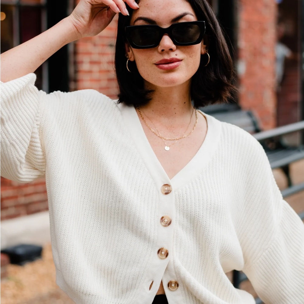 Able Women's Cream Cardigan Sweater